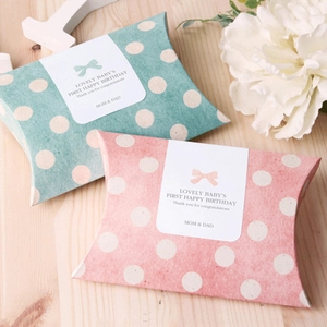 Polka Dot Paper Pillow Gift Box Retro White Cardboard Jewelry Packaging For Baby Birthday Party Favors Korean Style Minimalist