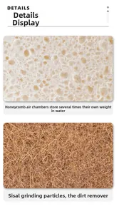 Dual-sided sponge detail showing honeycomb pores and sisal fiber for kitchen cleaning