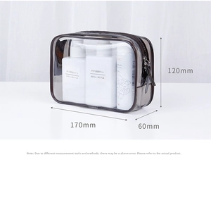 Detailed dimension guide showing the 170x120x60mm size of this transparent PVC makeup bag