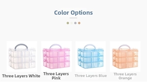 Three-layer clear plastic jewelry box showing tiered storage for earrings and necklaces