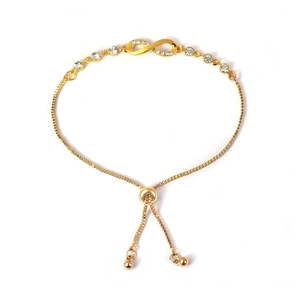 Adjustable gold S925 silver bracelet featuring a sparkling infinity symbol with crystals