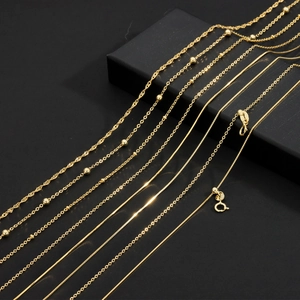 Variety of gold plated S925 sterling silver necklaces including snake and bead chain styles