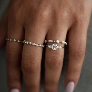 Set di anelli di lusso in argento sterling S925 con diamanti quadrati per matrimonio e regali