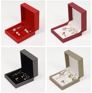 Detailed grid view of high-grade brushed leather jewelry gift boxes in four elegant colors