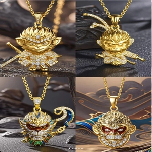 Goldene Sun Wukong Anhänger Halsketten mit Diamanten in vier verschiedenen Stilen
