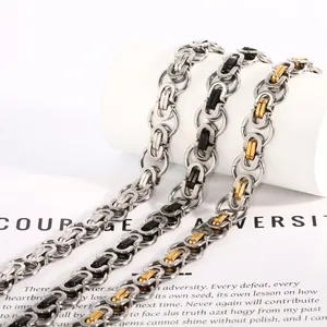Byzantine Chain Necklace For Men Women Stainless Steel Chunky Hip Hop Link Chain Jewelry Two Tone Punk Style