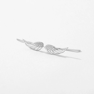 Elegant S925 sterling silver angel wing ear clips with micro-inlaid zircon crystals