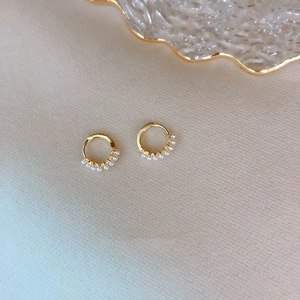 925 Sterling Silver Artificial Pearl Hoop Earrings Dainty Minimalist Huggies French Style Jewelry Accessories For Women Girls