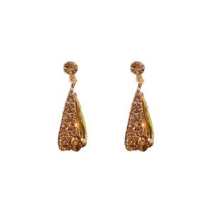 Elegante goldene Tropfenohrringe mit Strassbesatz und vintage geometrischem Design
