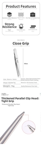 Close-up of high-precision slanted 430 stainless steel eyebrow tweezers for facial hair