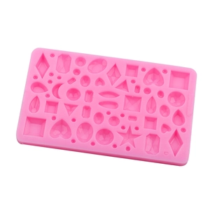 Stampo in silicone rosa con forme a cuore e gemma per resina fai-da-te e pasticceria