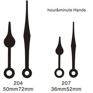 Lancette per orologio al quarzo nero opaco modelli 204 e 207 per riparazione fai-da-te