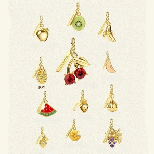 Collier Pendentif Fruits Cuivre Zircon Émail Plaqué Or Style Tropique Forme Fruit Bijoux Gravés Vertu Cadeau Femme