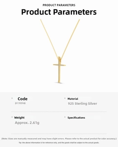 Detail specifications of 925 sterling silver cross pendant necklace with zircon stone