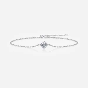 Luxury 925 Sterling Silver Moissanite Bracelet For Women Solitaire Round Cut Sparkling Moissanite Chain Bracelet Jewelry Gift
