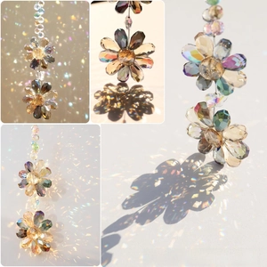 Colorful crystal flower suncatcher for window decoration with rainbow refraction effect