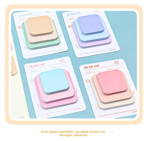 Macro detail of macaron gradient sticky notes with To Do List and rounded edges