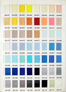 Detailed color chart of 56 grosgrain ribbons with visible weave texture and color codes