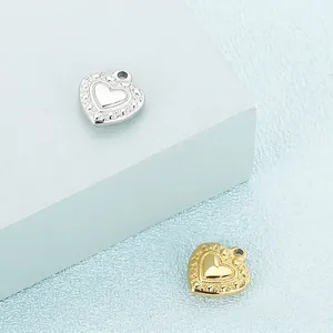 Golden and silver heart pendants with beaded edge texture for DIY jewelry making