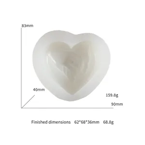 3D heart silicone mold with holding hands relief for making Valentine candles and soaps