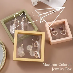 Three macaron-colored PE film jewelry boxes for rings and earrings display