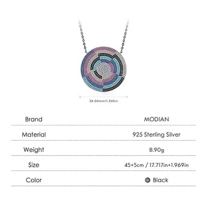 S925 sterling silver shield necklace with pixel art zircon pendant on white background