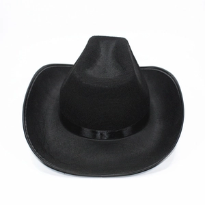 Classic black wide-brim western cowboy hat in premium felt for adults and kids