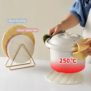 Diamond pattern heat resistant silicone trivet mats in multiple sizes and colors