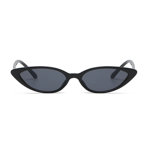 Retro black cat-eye sunglasses with narrow frames and UV protection in a front view