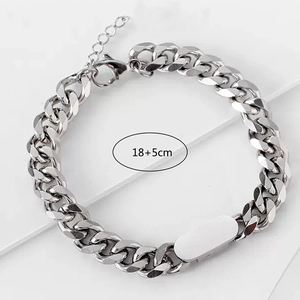 Titanium steel minimalist Cuban link chain bracelet with 18+5cm adjustable length