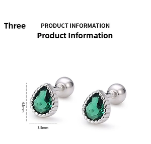 S999 sterling silver green teardrop stud earrings featuring a secure screw back closure
