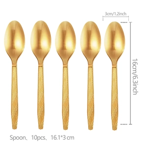 10er-Set goldene Löffel mit Rautenmuster-Griff für Kinder Picknick Dekorationen