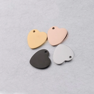 Polished 15mm heart-shaped stainless steel pendants in gold, silver, rose gold, and black