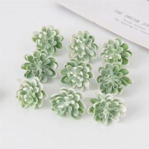 Green faux succulent plants with white tips for Christmas decor and photography props