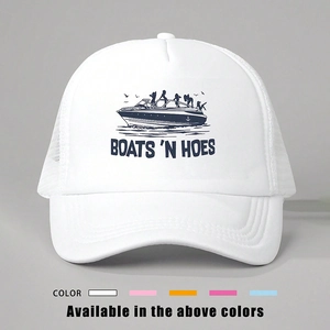 Gorra trucker blanca con estampado Boats 'n Hoes, malla ajustable para el deporte exterior