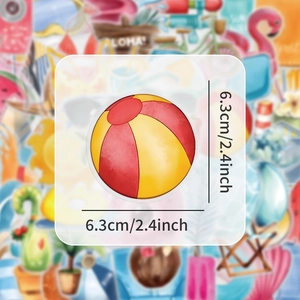 Waterproof beach ball sticker with 6.3cm size markings for summer DIY decoration