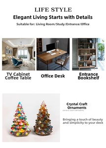 Miniature resin Christmas tree crystal ornaments with colorful stones for home desk decor
