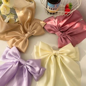 Oversized Bow Hair Clip Satin Satin French Vintage Elegant Hairpin Long Ribbon Sweet Headwear For Women Girls