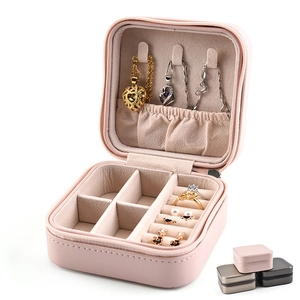Portable PU Leather Jewelry Organizer Box For Women Small Travel Mini Jewelry Case For Rings Earrings Necklaces