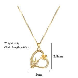 Detail view of swallow heart pendant necklace showing dimensions and weight 4.6g
