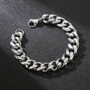 Men Cuban Link Chain Bracelet Stainless Steel Heavy Duty Thick Metal Hip Hop Punk Streetwear Fashion Polished Jewelry