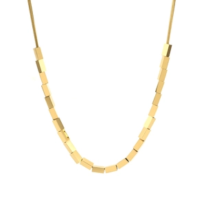 Minimalist Stainless Steel Necklace Square Cube Beads Golden Snake Bone Chain Clavicle Jewelry For Women Modern Style