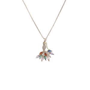 Ballet Dancer Pendant Necklace Gold Plated Copper Colorful Marquise Zircon Micro Pave Box Chain Jewelry For Women