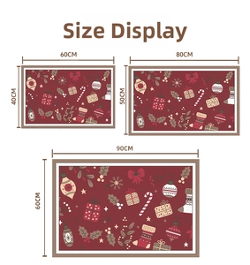 Size display for Christmas doormats in 40x60cm, 50x80cm, and 60x90cm dimensions