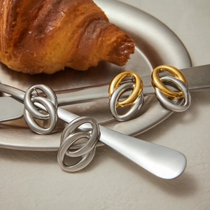 Eleganti portatovaglioli in acciaio inossidabile placcato oro 18k con design intrecciato