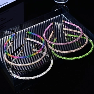 Luxury Rhinestone Thin Headband For Women Minimalist Inlaid Crystal Hair Band Sparkling Wedding Party Hair Accessories
