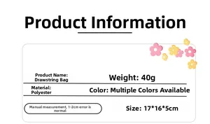 Polyester-Kordelzugbeutel Spezifikationen mit Größe 17x16x5cm und 40g Gewicht Details