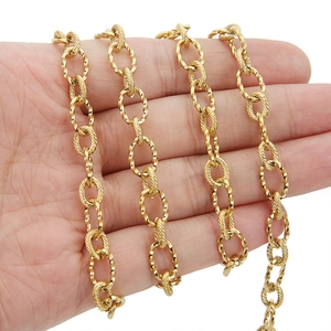 Detailed view of 7mm gold stainless steel twist chain link held by a person