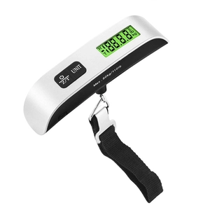Portable 50kg digital luggage scale with LCD backlit display and heavy duty metal hook