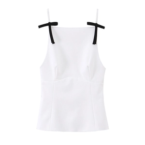Dames Cami Top Acryl Strikbandjes Vierkante Hals Effen Wit Slim Fit Casual Streetwear Sexy Mouwloos Zomertop